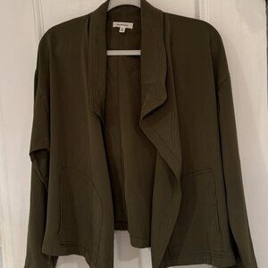 Max Studio Women’s Size Large Army Green Open Front Draped Lightweight Jacket